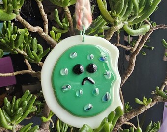 Christmas cookie w/bite mark fused glass ornament