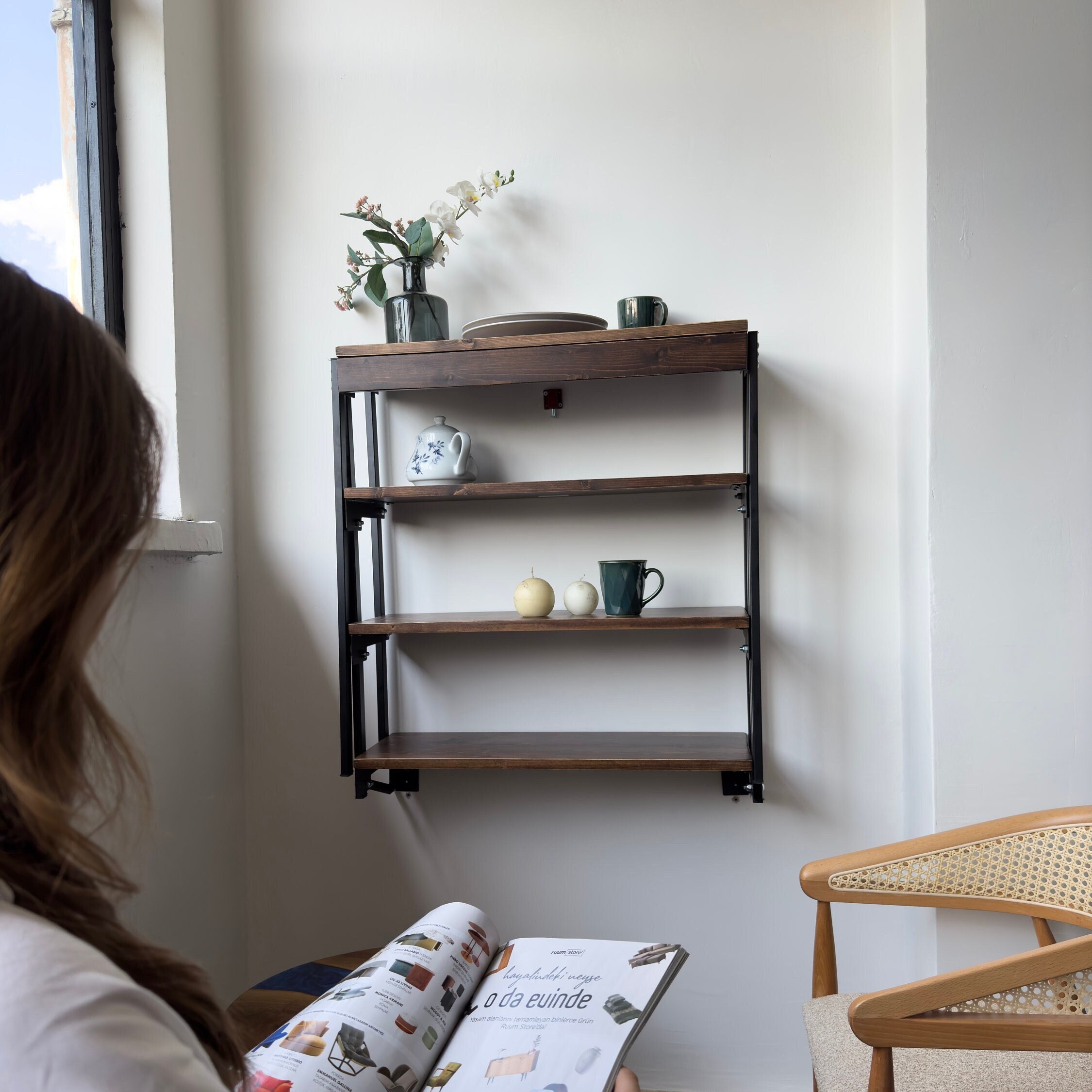 Space-saver Walnut Murphy Table: Wall-mounted Folding Table for Modern  Homes 