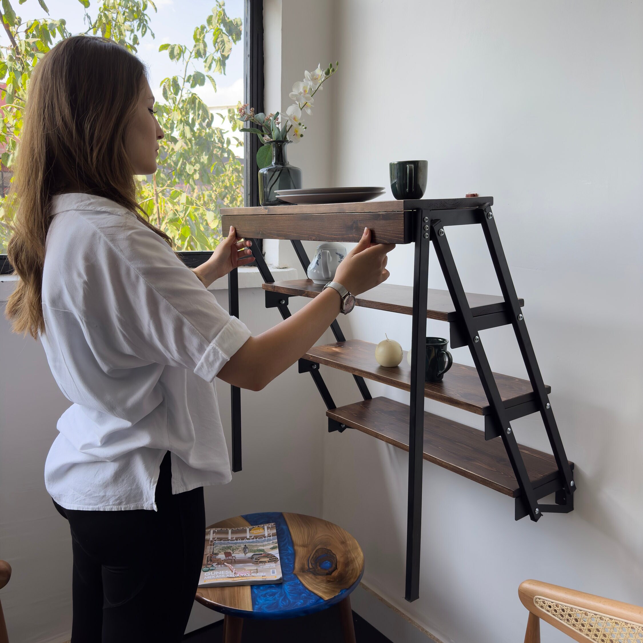 Dorccsi Wandklapptisch Aus Holz - Platzsparender Runder Tisch Für Kleine Räume