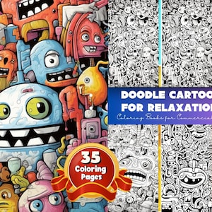 Kolorowanki z kreskówek Doodle do relaksu, Arkusze do kolorowania Doodle, Trippy Doodles Clipart Line Art Kolorowanki Obrazy Dzieła Sztuki