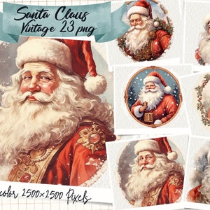 Vintage Santa PNG, Christmas Graphics, Christmas Clipart, Christmas Images for Cards, Crafts, Santa Claus Clipart, Christmas, Winter