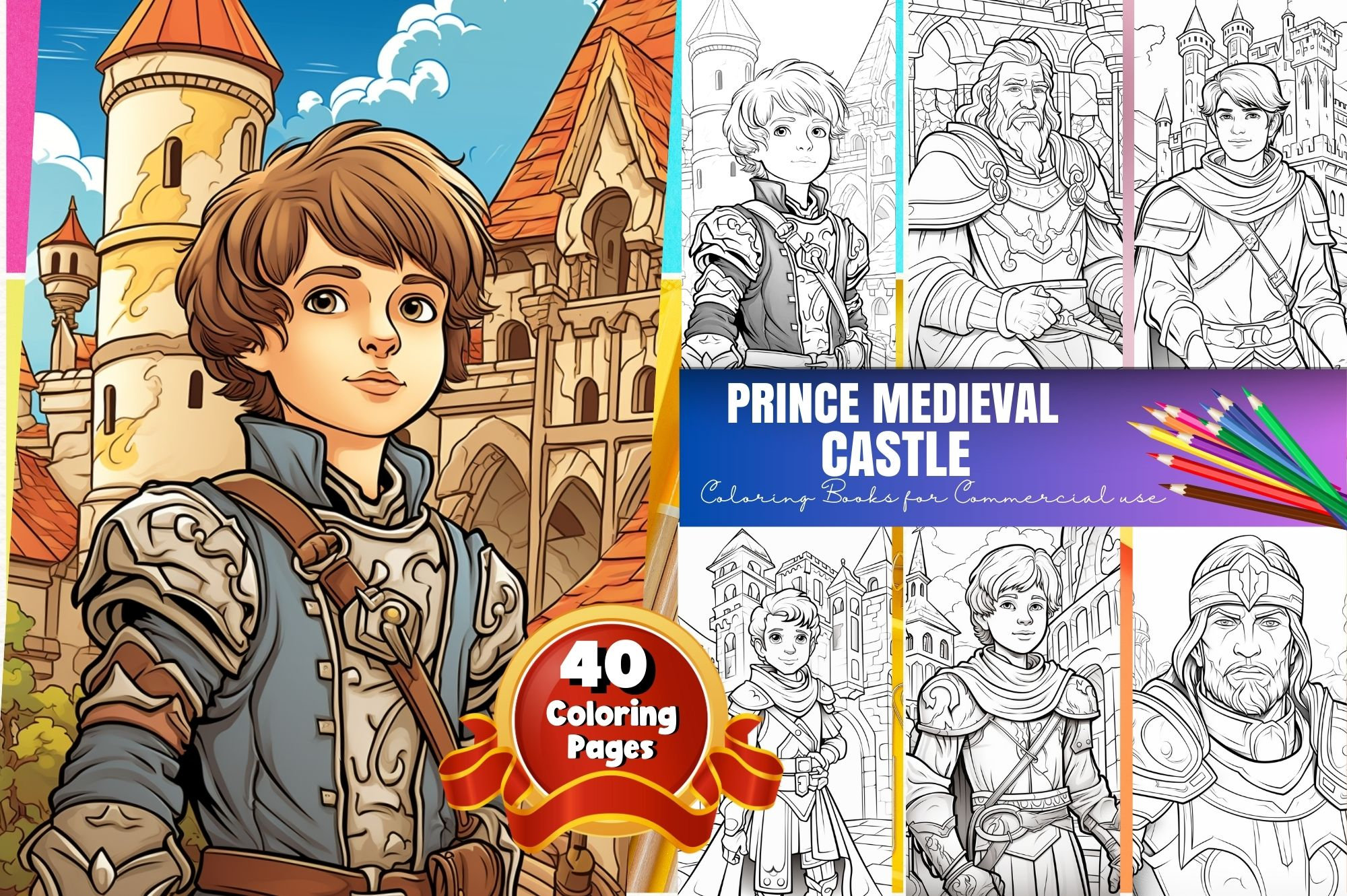 Prince Medieval Castle Coloring Pages, Fantasy Castle Coloring Book ...