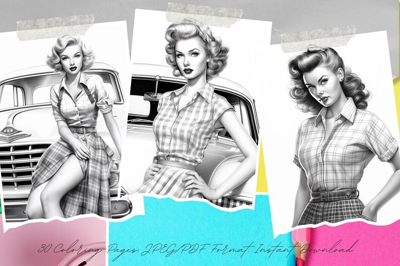 Pin up Girls Coloring Pages Elegance Coloring Pages, Vintage Beautiful ...