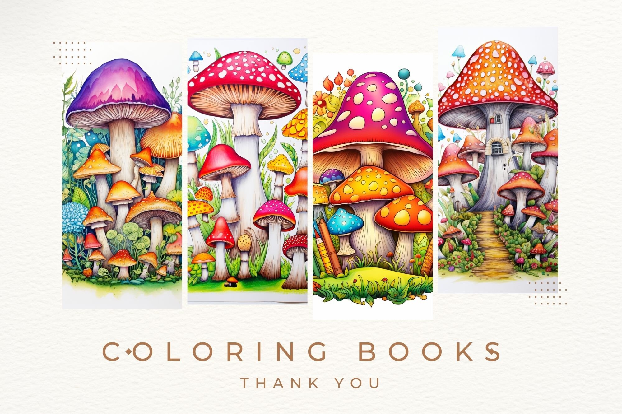 Mushroom Garden Fantasy Coloring Page, Mushroom Magic, Fantasy ...