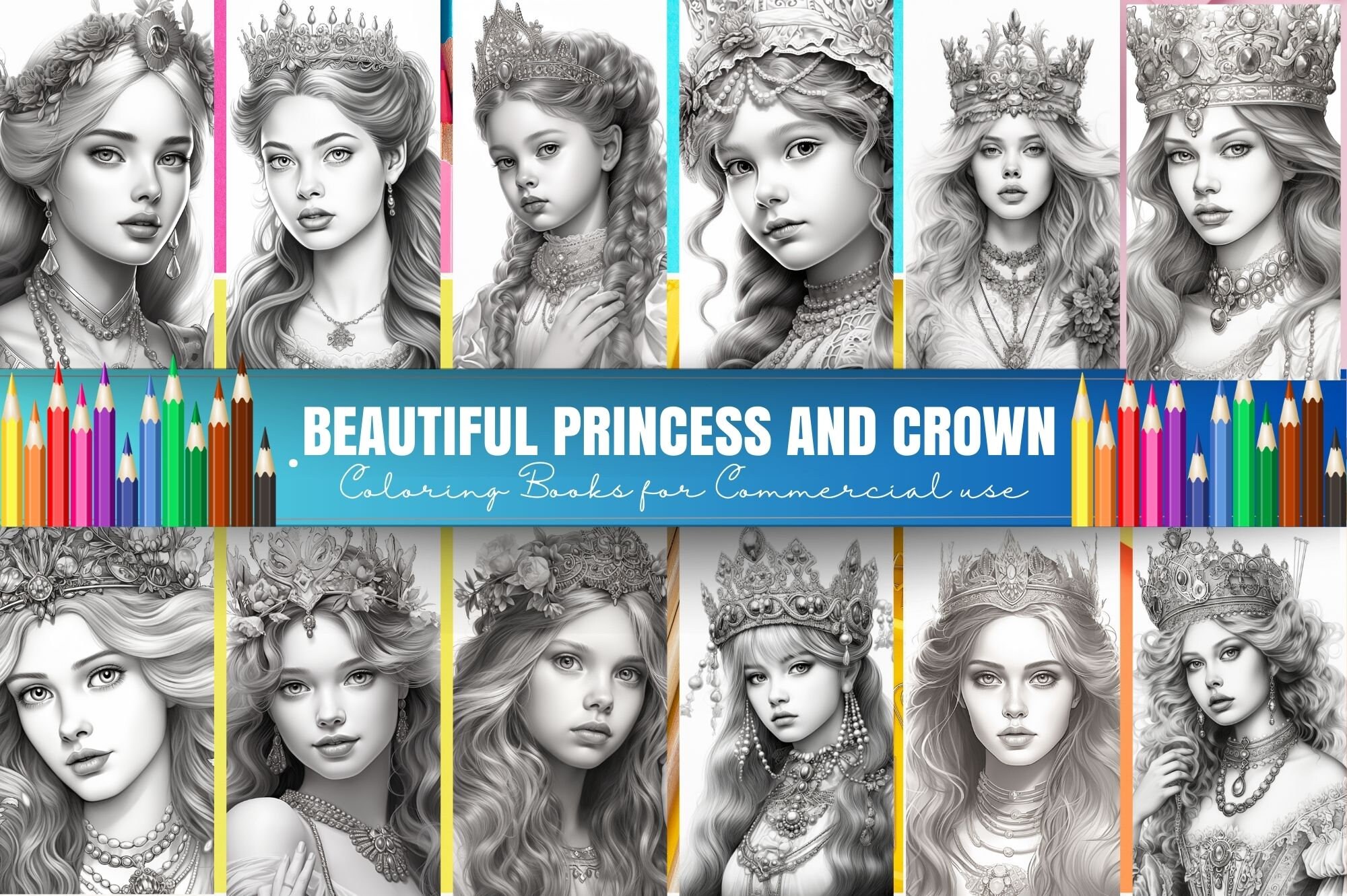 Beautiful Princess and Crown Coloring, Magic of Princess and Castle
