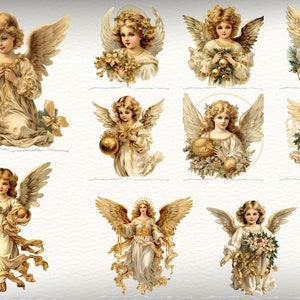 Angels Gold Victorian Clipart, Vintage Christmas Angel, Decoupage ...
