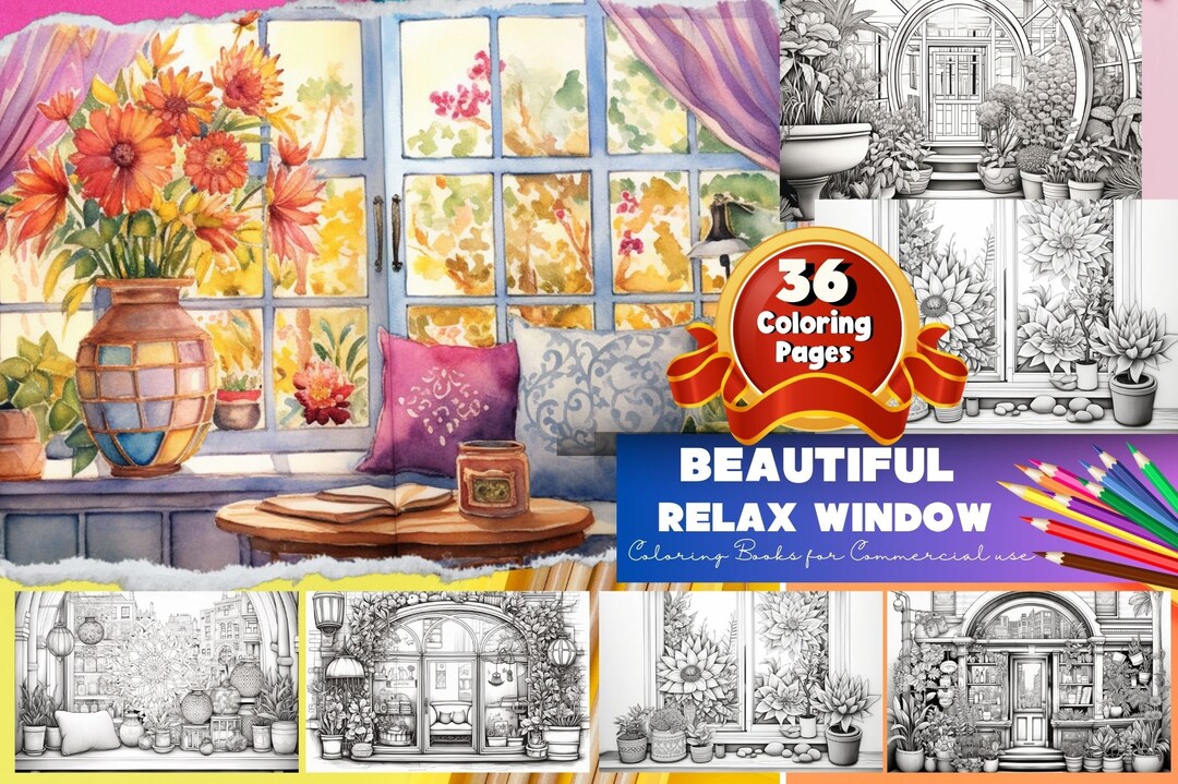 Window View Coloring Pages, Window to Another World Printable Pages for ...