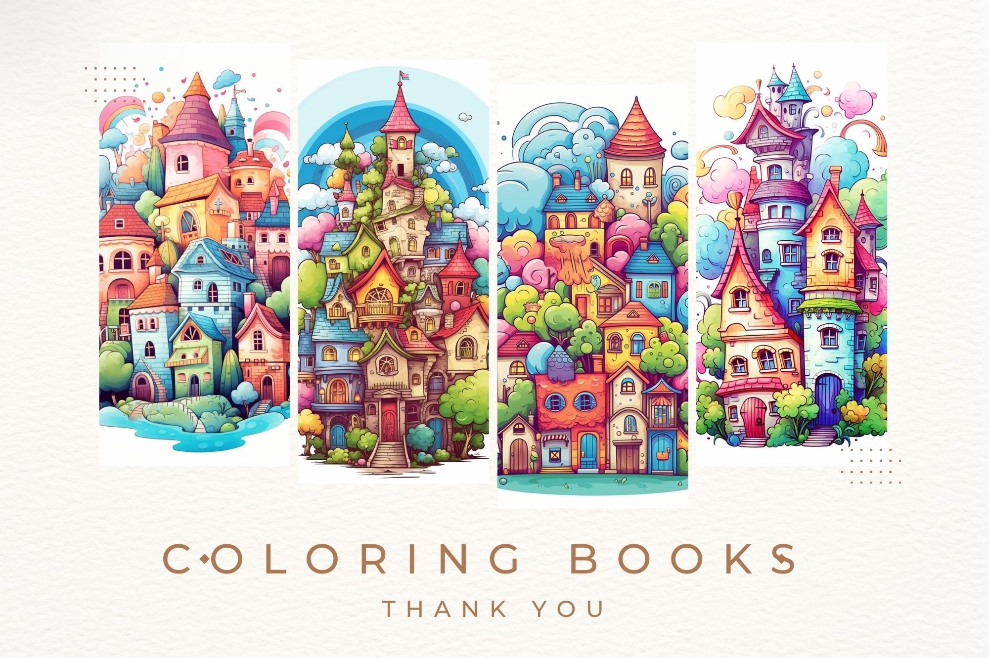 Adorable Town Coloring Pages Tiny Towns Buildings - Etsy