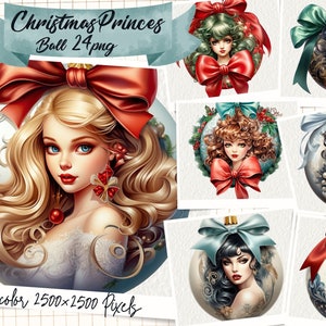 Christmas Princess Ball Watercolor, Christmas Bauble Decoration png, Bauble png, Watercolor Christmas, Digital Paper Craft, Sublimation