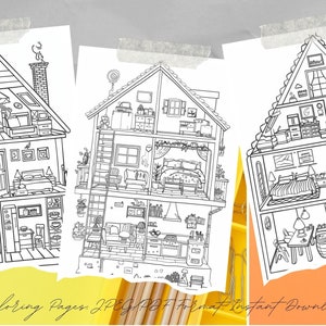 Kawaii Home Cross Section Coloring Book, Interior Design Coloring Book ...