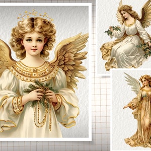 Angels Gold Victorian Clipart, Vintage Christmas Angel, Decoupage ...