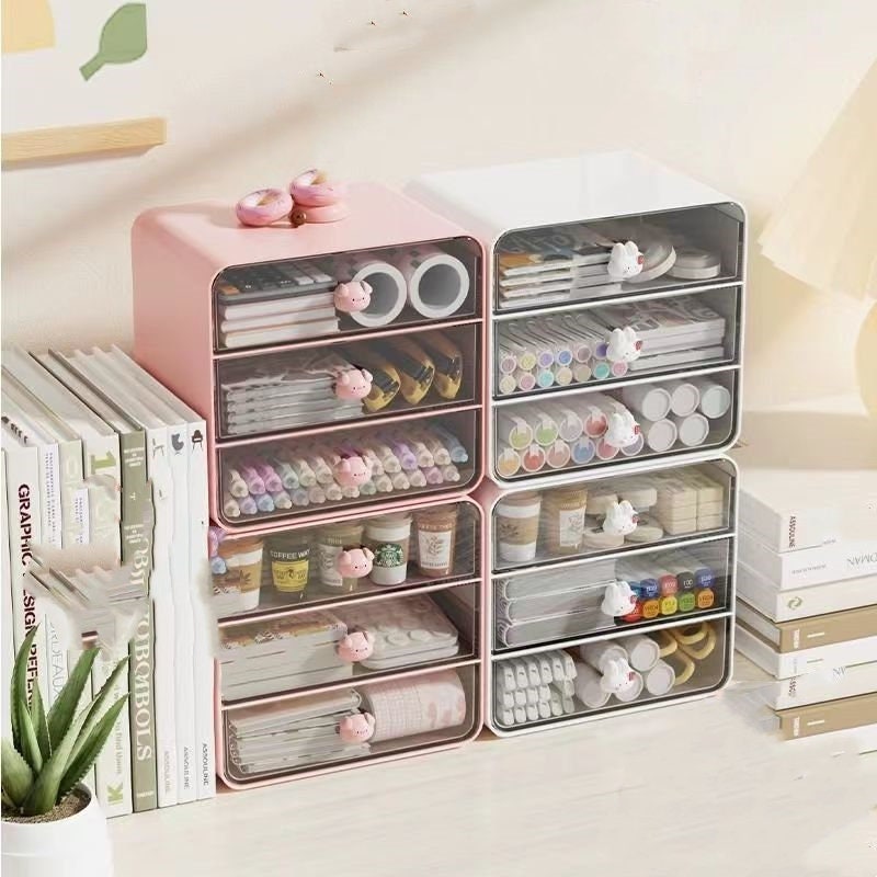 Mini Desktop Organizer, Cute Storage Box, Desk Storage Drawer, Table  Storage Cabinet, Multi Sections Organizer, Office Storage Box 