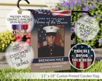 Custom Military Photo Garden Flag - Personalized Veteran Tribute