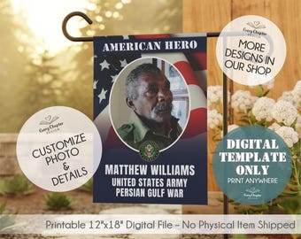 Military Memorial Banner Canva Template - Patriotic Hero Tribute Design