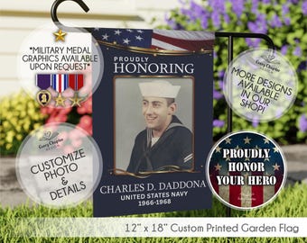 Military Photo Garden Flag - Personalized Veteran Memorial Tribute