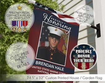 Personalized Military Memorial House Flag - Patriotic Veteran Banner