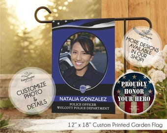 Personalized Police Officer Garden Flag - Custom Law Enforcement Tribute