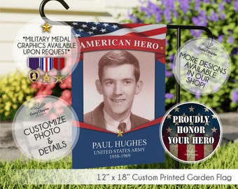 Veteran Memorial Photo Garden Flag - Hometown Hero Tribute 12x18
