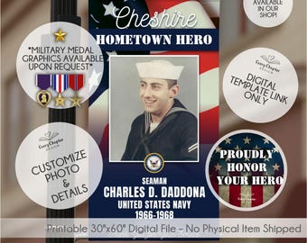 Hometown Hero Streetpole Banner Template | Editable Canva Design (Digital Download)