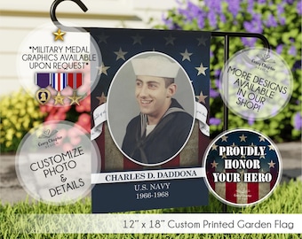 Custom Photo Military Tribute Flag - Personalized Veteran Memorial