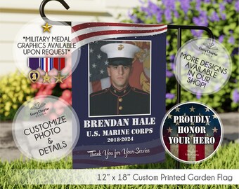 Title: Personalized Veteran Garden Flag - Military Memorial Tribute Banner