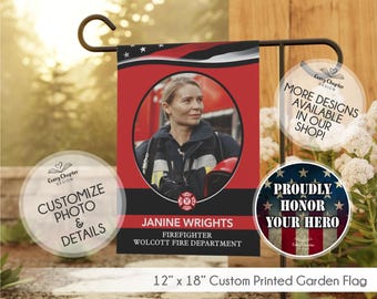 Personalized Firefighter Memorial Garden Flag - Fire Department Tribute