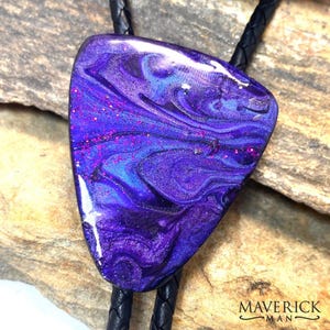 World exclusive bolo tie with hand painted stone made from slate