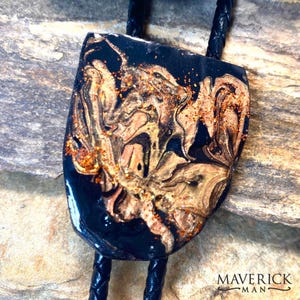 World exclusive bolo tie with hand painted stone made from slate