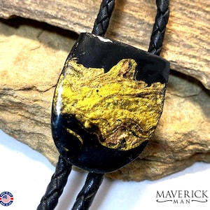 World exclusive bolo tie with hand painted stone made from slate