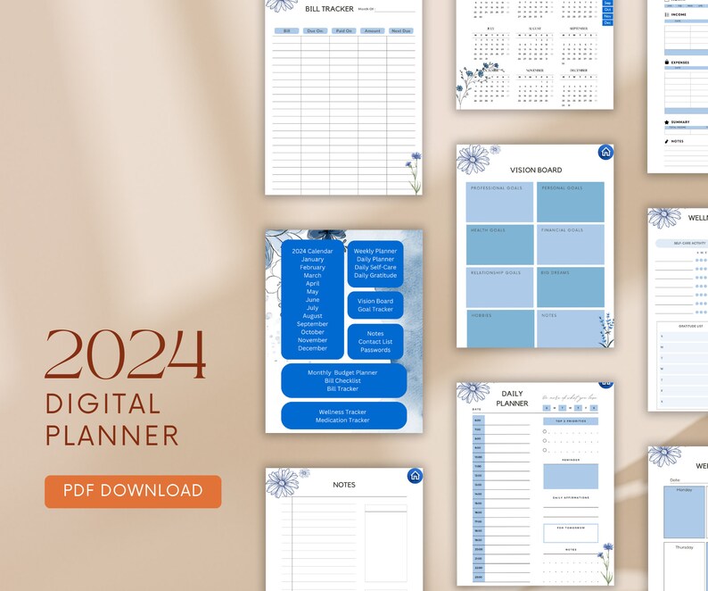 Digital Planner 2024 Journal Notebook Goodnotes Notability Etsy UK