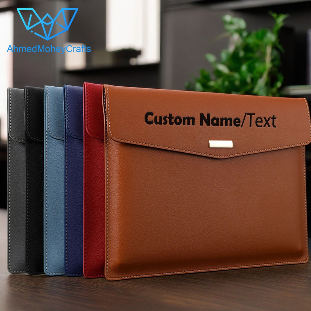 Personalized Business Leather File Folder, Custom Leather Document Case ...