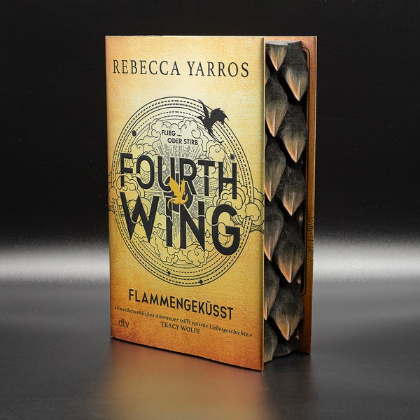 FOURTH WING TAIRN 2.0 Flame-kissed 3D Edges with Painting Rebecca Yarros, Fore-Edge Painting, Painted Book Edges Painted book corners in 3D