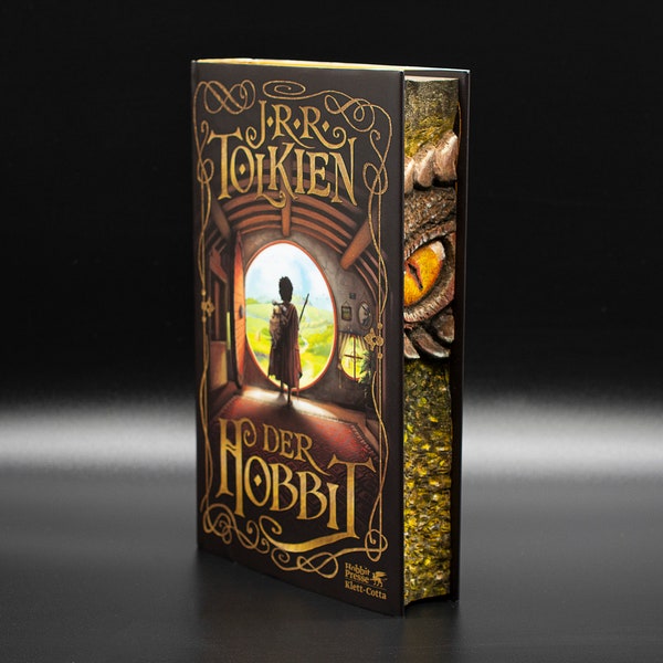 Le Hobbit J. R. R. Tolkien Bords 3D avec peinture Smaug, Art avant-bord, Peinture avant-bord, Bords de livre peints en 3D Handmate Book Painting