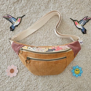 Sac banane velours côtelé et liberty