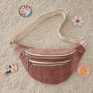 Sac banane rose double fermeture