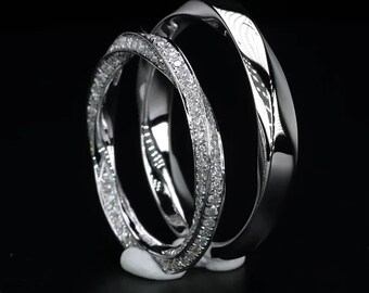 Timeless Twists couple Custom Lab-Grown Diamond Rings in 18K White Gold Engagement Wedding Moment with Our Custom-Designed