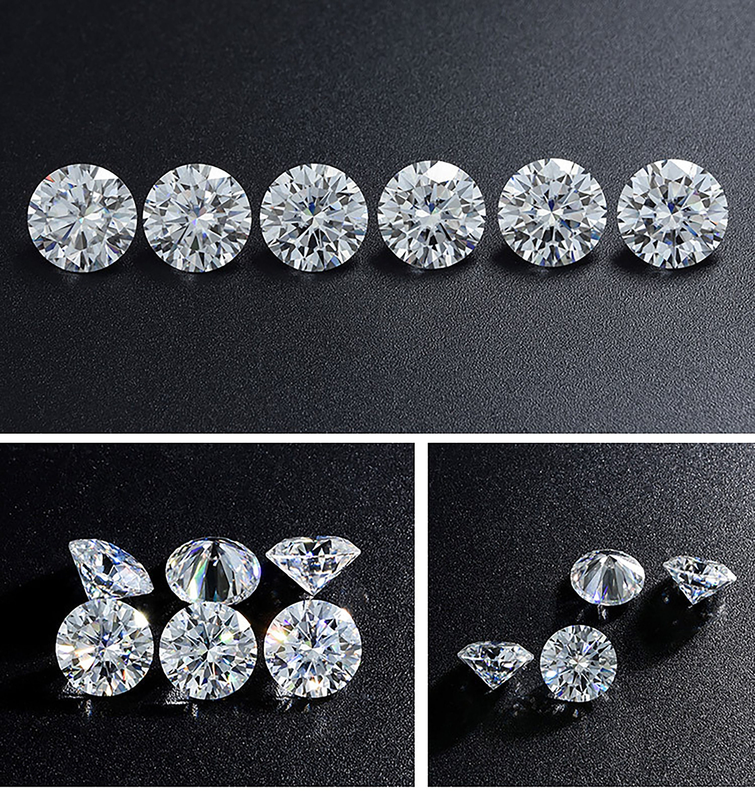 Certified GRA White Moissanite Round Stone, 0.5ct to 5ct D Color VVS ...