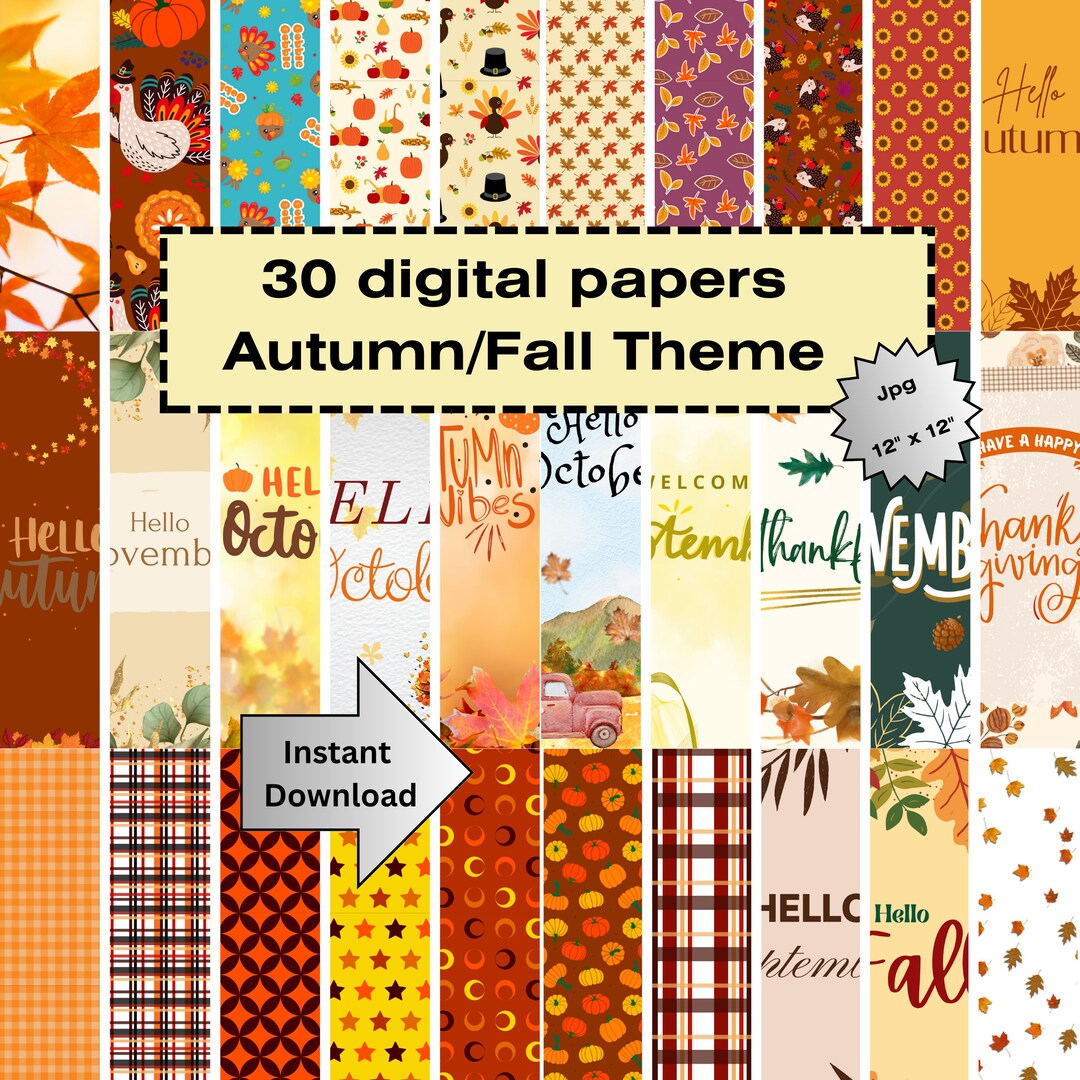 Cozy Fall Digital Paper Pack - Instant Download - 30 Pack Bundle ...