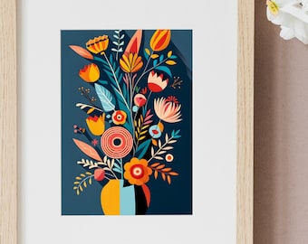 Bauhaus Wall Art | Bouquet Picture | Flowers in Vase | Floral Wall Art | Printable Wall Art | Download | Abstract Wall Art