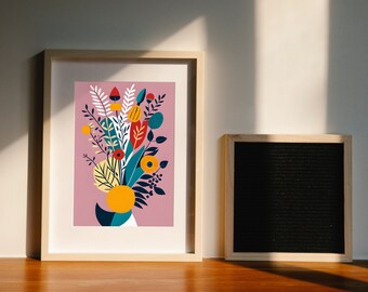Bauhaus Wall Art | Bouquet Picture | Flowers in Vase | Floral Wall Art | Printable Wall Art | Download | Abstract Wall Art