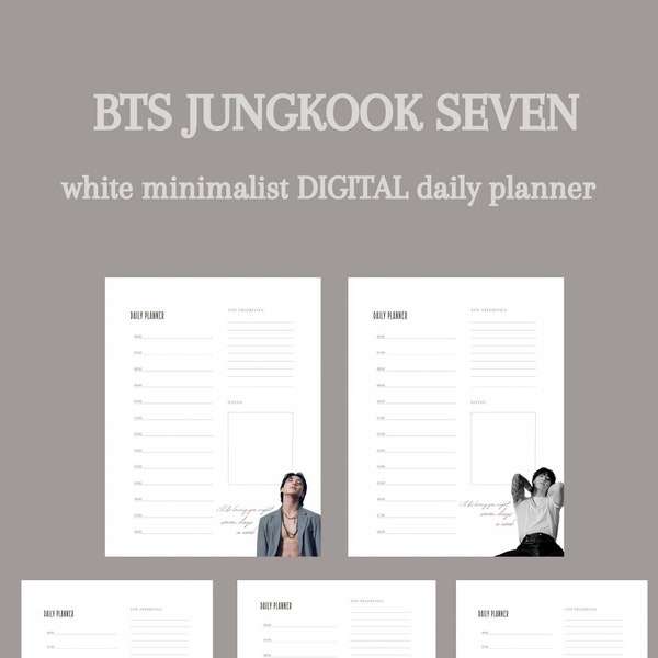 BTS JUNGKOOK SEVEN Digital Daily Planner, Minimalist Daily Planner, Printable Planner, Daily Planner Bts