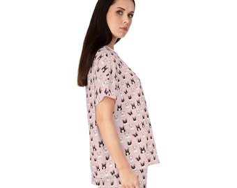 Frenchie Pyjama Set, Französische Bulldogge Geschenk, Frenchie Hundemama, Pyjama-Set Geschenk, süßer Hundedruck PJs, Frenchie Geschenke