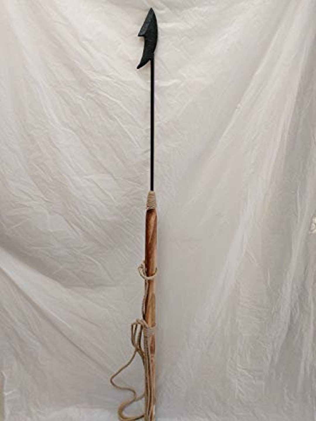 DRH Steel Tipped Harpoon - Distressed Solid Wood Nautical Decor - Fishing Spear with Metal Rod - Perfect Decorative Fishing Harpoon Spear Gift for