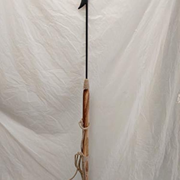 Steel Tipped Harpoon - Distressed Solid Wood Nautical Decor - Fishing Spear with Metal Rod -