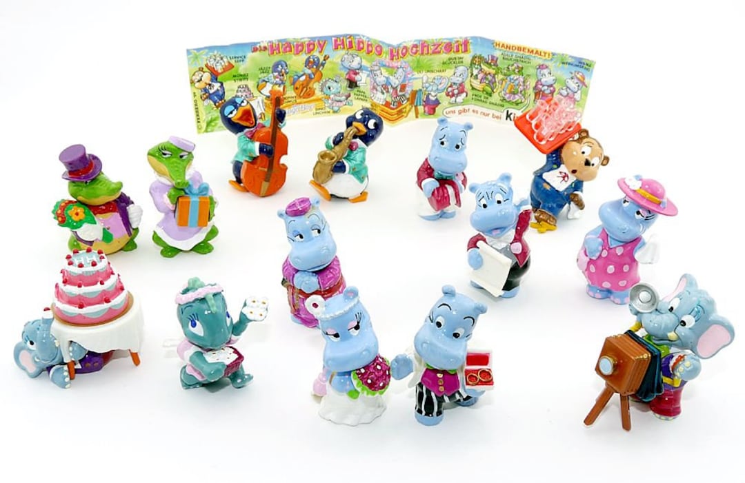 All 14 Happy Hippo Wedding Figures. Vintage Toys Complete