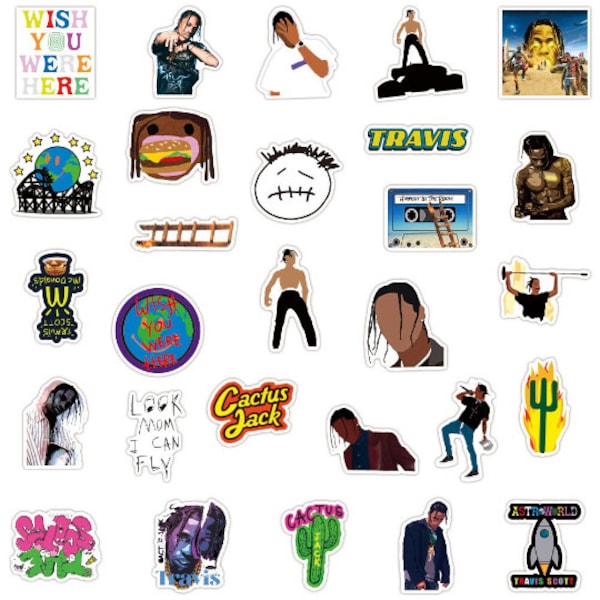 10 cadeaux Travis Scott Rapper Music Stickers pour ordinateur portable - Imperméables