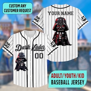 Personalized Star Wars Dart Vader Baseball Jersey, Baby Yoda Jersey Shirt, Star Wars Baseball Team Jersey, R2D2 BB8 Magic Kingdom Trip Shirt 画像 5
