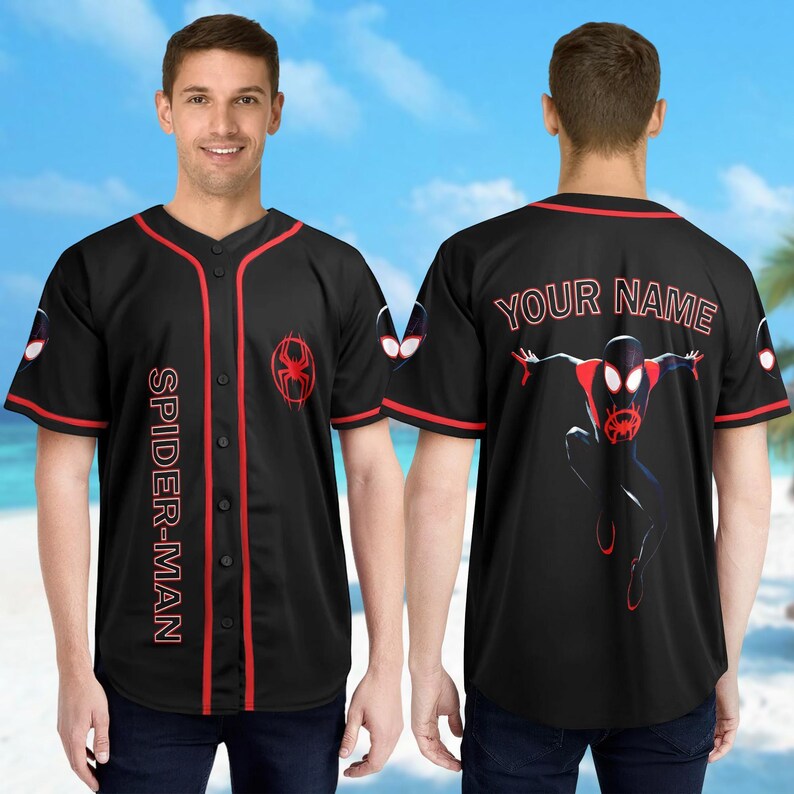 Personalize Spider Man Across The Spider Baseball Jersey, Spider-Verse Basketball Jersey, Miles Morales Birthday Shirt, Spiderman Jersey bild 3