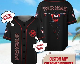 Personalize Spider Man Across The Spider Baseball Jersey, Spider-Verse Basketball Jersey, Miles Morales Birthday Shirt, Spiderman Jersey