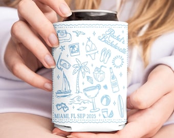 Personalized Coastal Bachelorette Can Cooler, Beach Bachelorette Party Can Coolers, Wedding Girls Weekend Drink Holder, Bridal Shower Favors